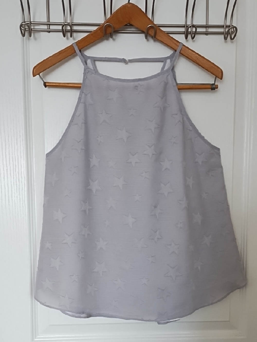 Gray Star Print Halter Tank Top Women's Size Medium (8/10) Festival Beach Boho
